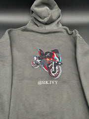 Custom Embroidered Bike Hoodies 100% Cotton 380 GSM Custom Front Pocket Logo+Large Back Bike Design - DRVN Apparel