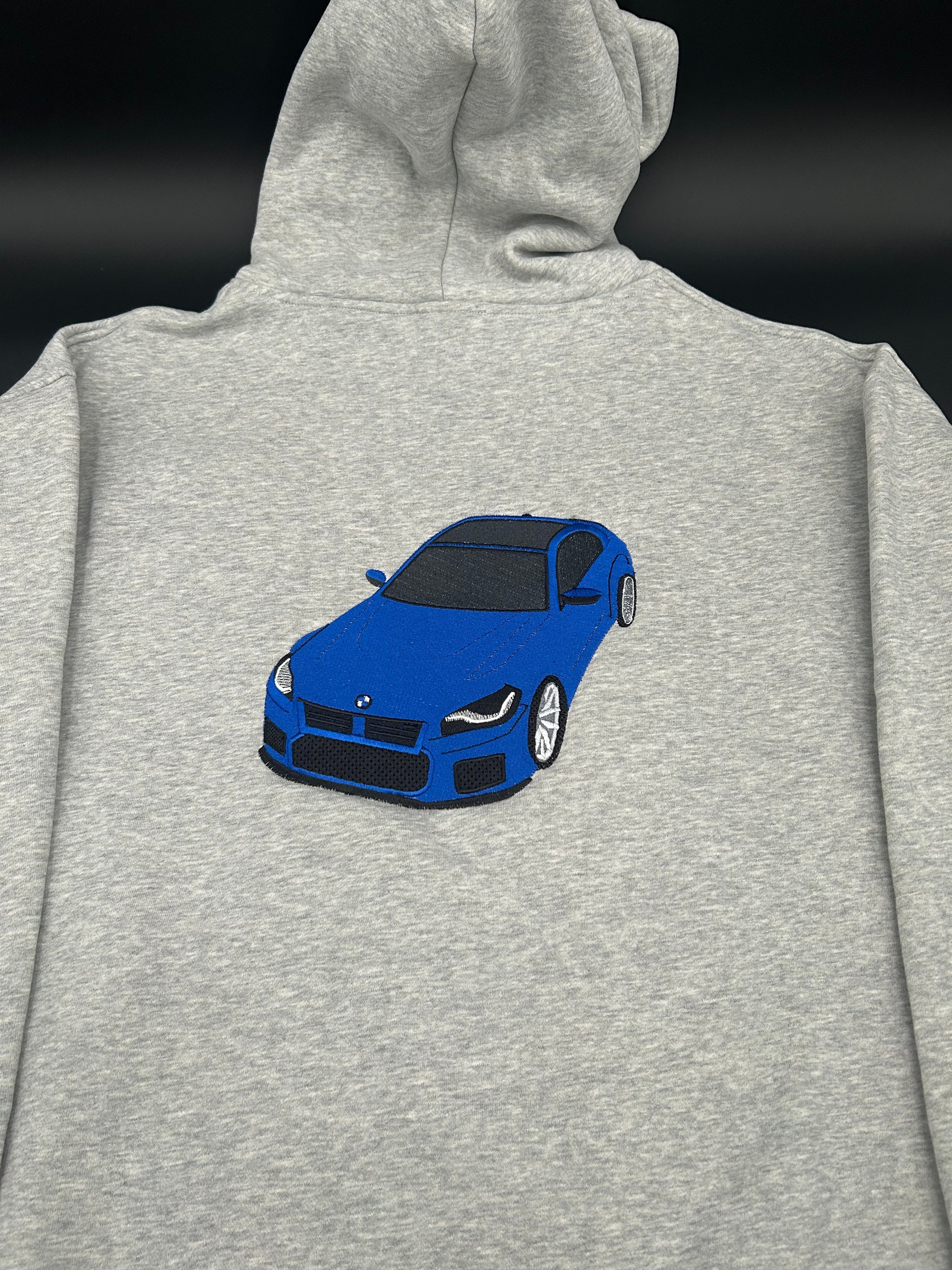 SEE DESCRIPTION Embroidered Car Hoodies 100% Cotton 380 GSM Custom Front Pocket Logo+Large Back Car Design - DRVN Apparel