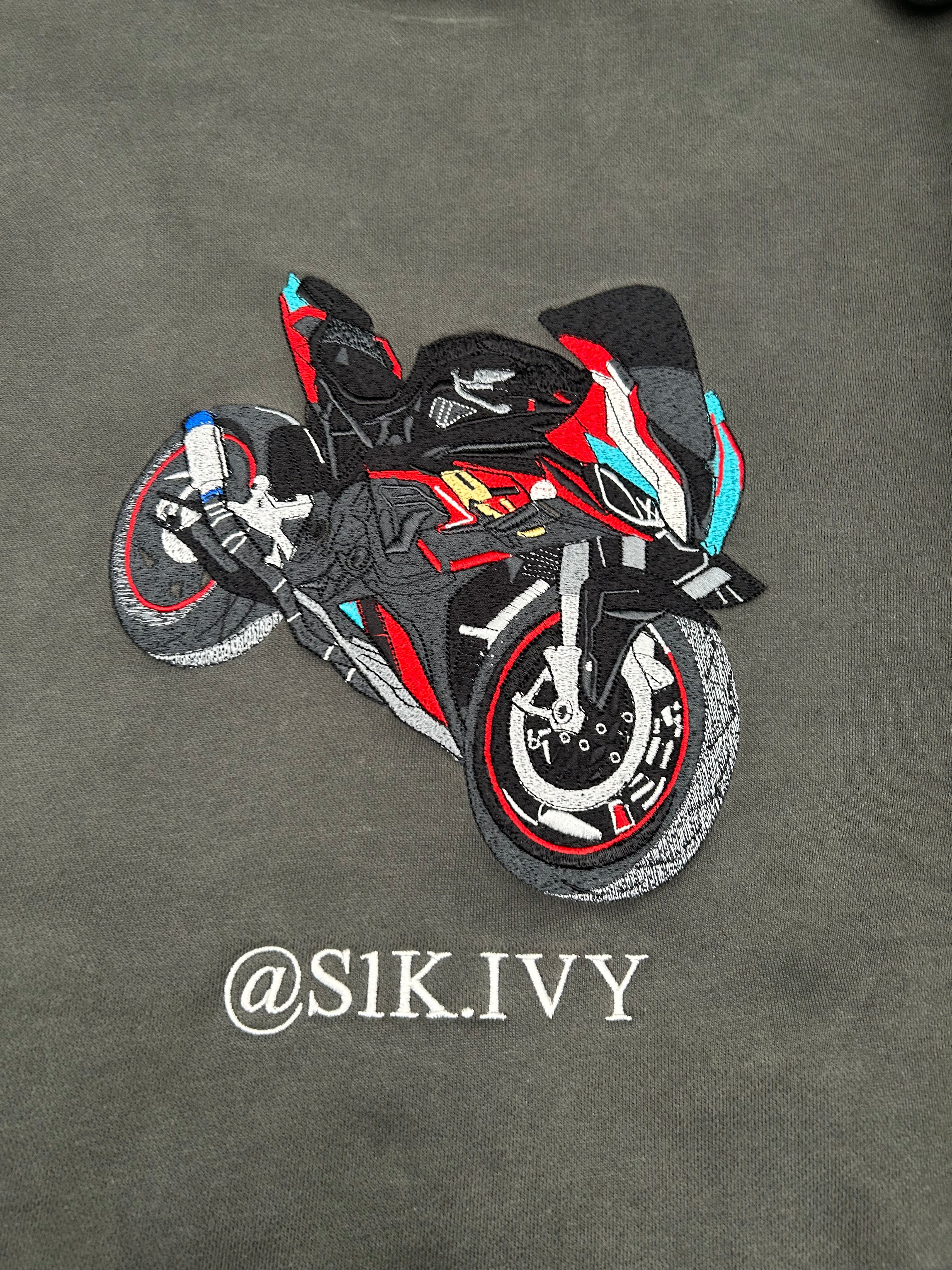 Custom Embroidered Bike Hoodies 100% Cotton 380 GSM Custom Front Pocket Logo+Large Back Bike Design - DRVN Apparel