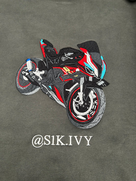 Custom Embroidered Bike Hoodies 100% Cotton 380 GSM Custom Front Pocket Logo+Large Back Bike Design - DRVN Apparel
