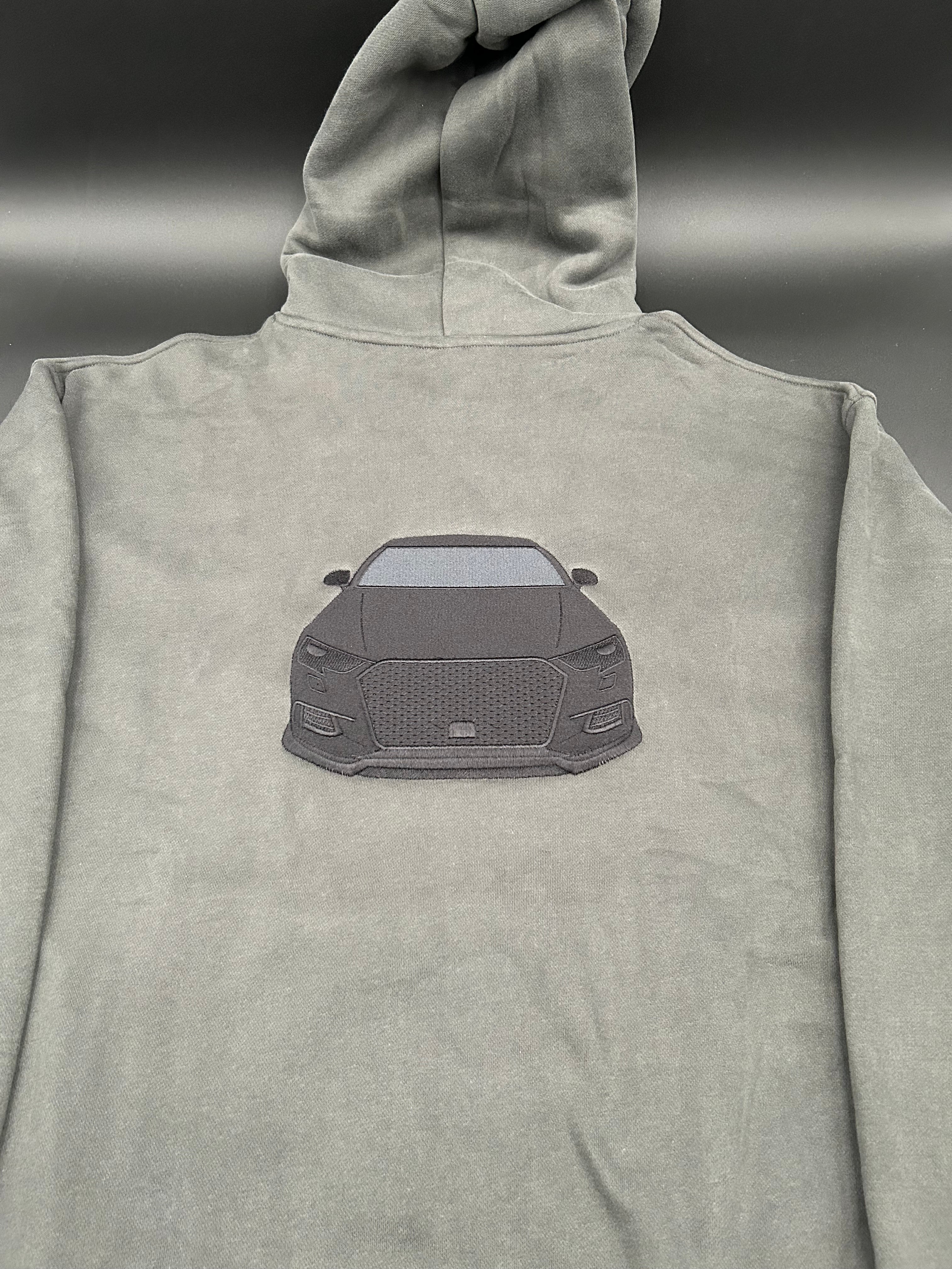 SEE DESCRIPTION Embroidered Car Hoodies 100% Cotton 380 GSM Custom Front Pocket Logo+Large Back Car Design - DRVN Apparel