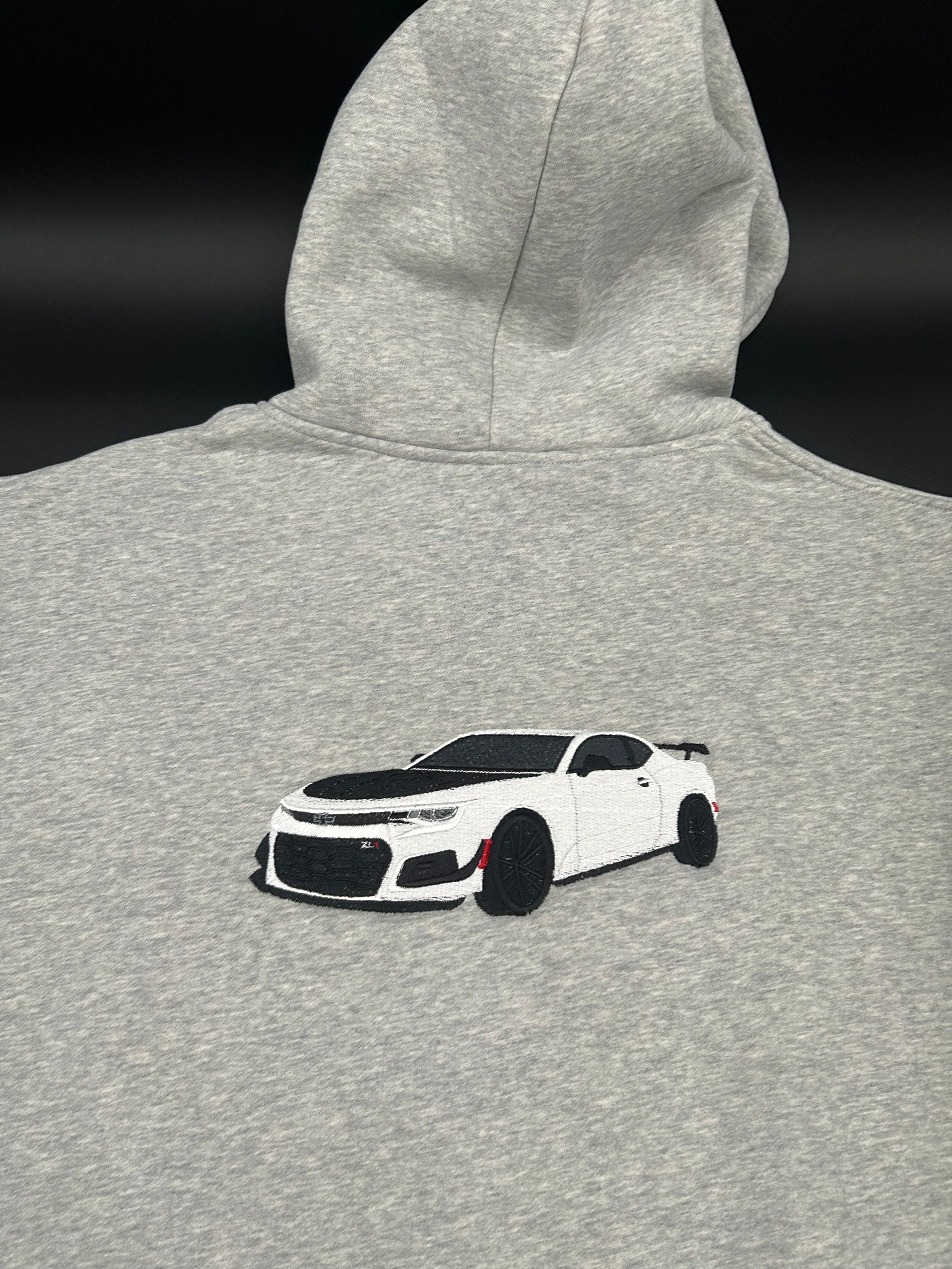 SEE DESCRIPTION Embroidered Car Hoodies 100% Cotton 380 GSM Custom Front Pocket Logo+Large Back Car Design - DRVN Apparel